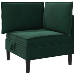 vidaXL Sofa z shranjevanjem Temno zelena Žamet