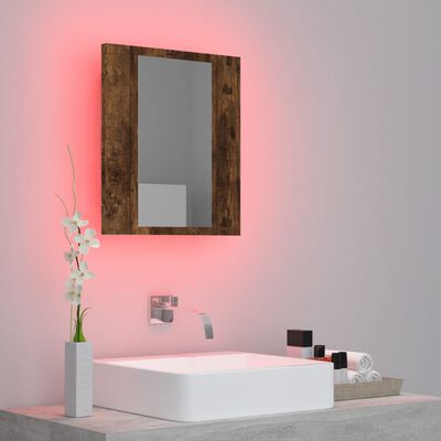 vidaXL LED kopalniška omarica z ogledalom dimljeni hrast 40x12x45 cm