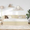 vidaXL Kotni okvir postelje z matrico z vzglavjem 2 pcs krema Žamet