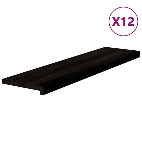 vidaXL Podloge za stopnice 12 kosov rjave 100x30x2 cm trdna hrastovina