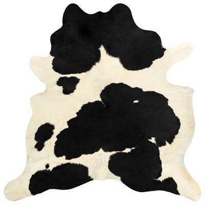 vidaXL Preproga iz prave goveje kože črna in bela 150x170 cm