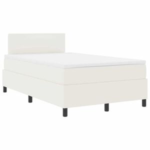vidaXL LED Box Spring Postelja z vzglavjem Krema in bela 120 x 190 cm