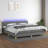 vidaXL Box spring postelja z vzmetnico LED temno siva 200x200 cm blago