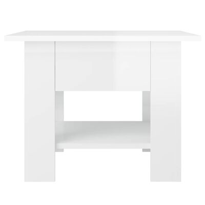 vidaXL Klubska mizica visok sijaj bela 55x55x42 cm inženirski les