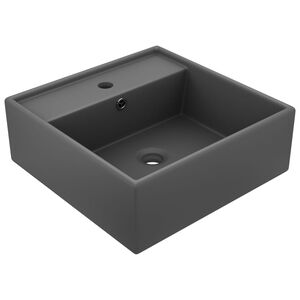 vidaXL Razko&scaron;en umivalnik kvadraten mat temno siv 41x41 cm keramika