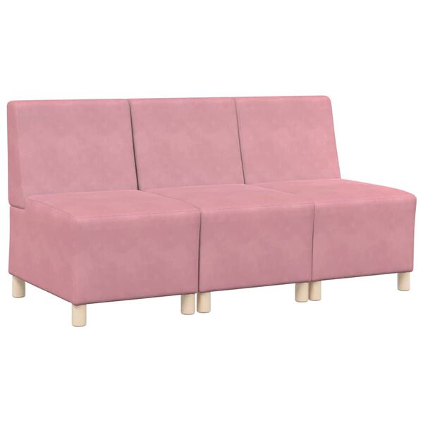 vidaXL Modularna sofa enota brez naslonov 3 pcs Roza 55 x 74 x 82 cm