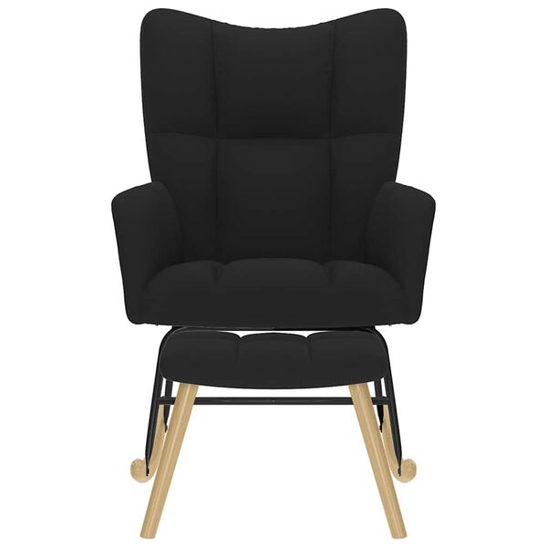 vidaXL Gugalni stol s stolčkom za noge črna blago