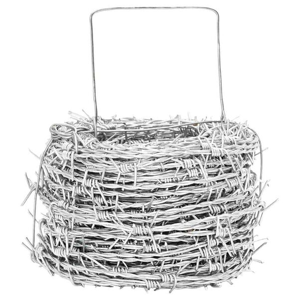 vidaXL Žica s trnjem srebrna 100 m Cinkana jeklena