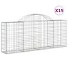 vidaXL Obokane gabion košare 15 kosov 200x30x80/100 cm cinkano železo