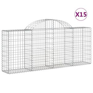 vidaXL Obokane gabion ko&scaron;are 15 kosov 200x30x80/100 cm cinkano železo