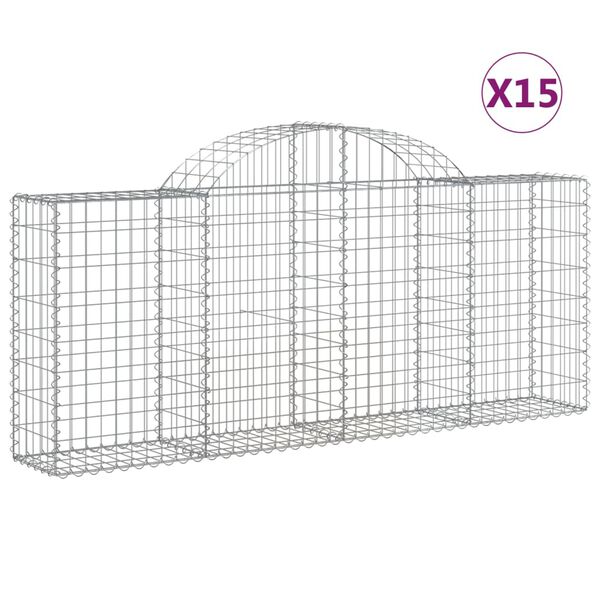 vidaXL Obokane gabion košare 15 kosov 200x30x80/100 cm cinkano železo