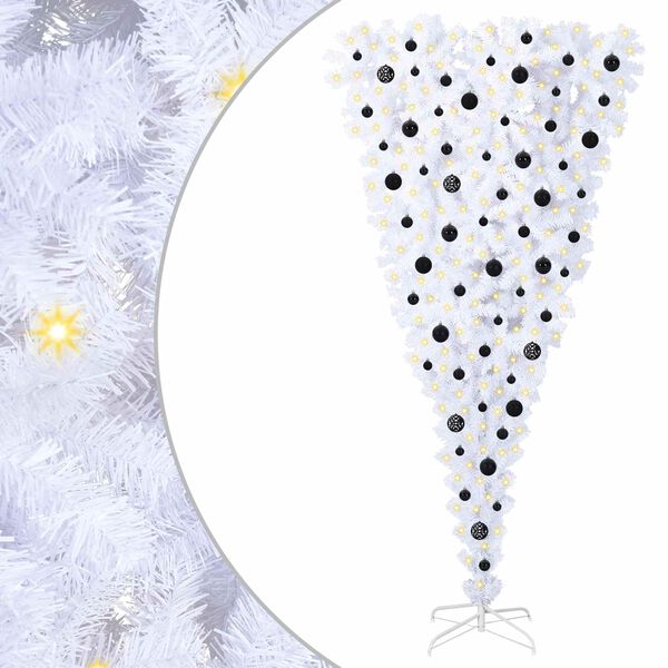 vidaXL Umestno božično drevo med 300 LED Bela 210 cm PVC in jeklo