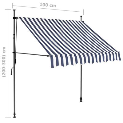vidaXL Ročno zložljiva tenda z LED lučkami 100 cm modra in bela