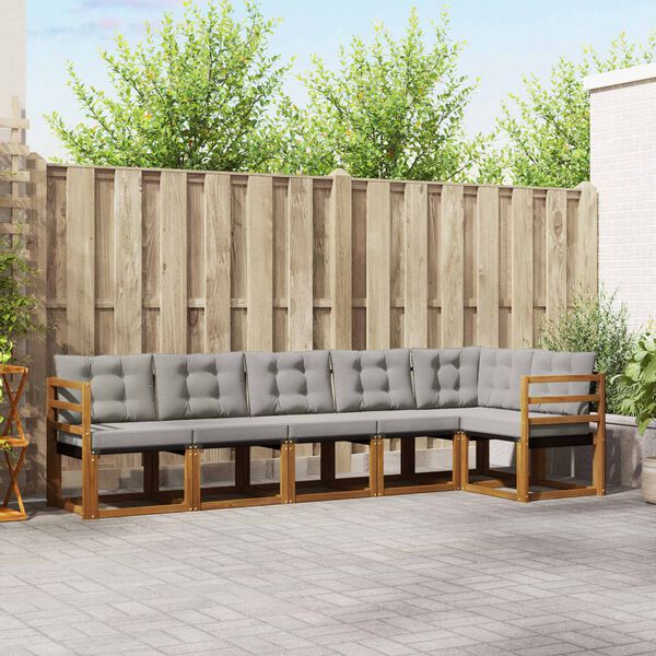 vidaXL Zunanja garnitura za sedenje 6 pcs Naravna in svetlo siva