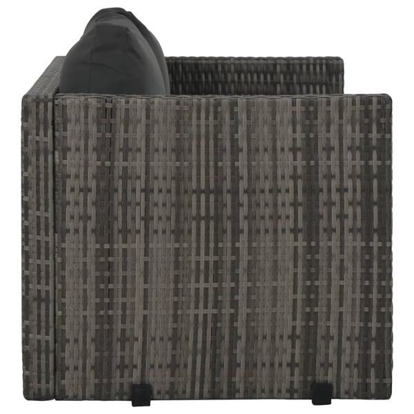 vidaXL Zunanja jedilna garnitura 3-delna z blazinami poli ratan siva