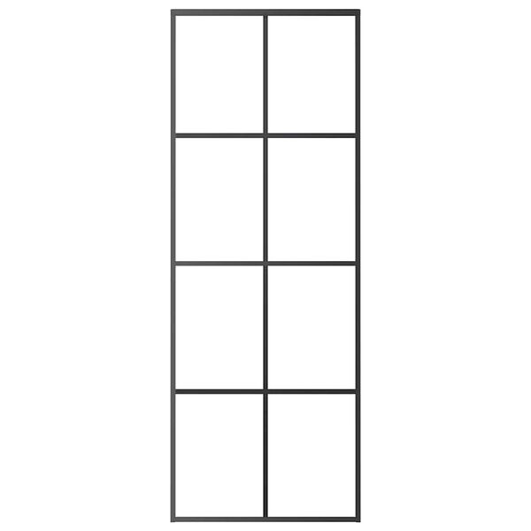 vidaXL Drsna vrata črna 76x205 cm ESG steklo in aluminij