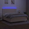 vidaXL Box spring postelja z vzmetnico LED krem 160x200 cm blago
