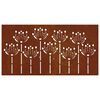 vidaXL Vrtna stenska dekoracija 105x55 cm corten jeklo cvetlice