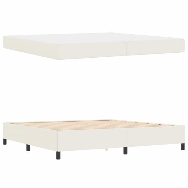 vidaXL Konstrukcija postelje z vzmetnico krema 200 x 200 cm blago