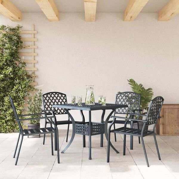 vidaXL Vrtni Stol 4 pcs Antracit 56 x 65 x 89 cm Jeklo