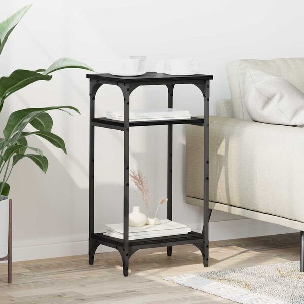 vidaXL Stranska miza Črna Orehovina 40 x 30 x 75 cm Konstruiran les