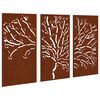 vidaXL Vrtne stenske dekoracije 3 kosi 105x55 cm corten jeklo drevo