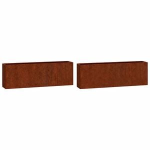 vidaXL Stensko cvetlično korito 2 kosa rjasto corten jeklo 53x10x17 cm