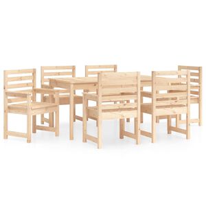 vidaXL Vrtna jedilna garnitura 7-delna trdna borovina