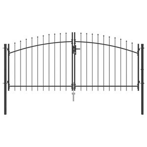 vidaXL Dvojna vrata WOERDEN 299,5 x 149,5 cm Jeklo Siva Zaklenljivo