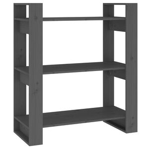 vidaXL Knjižna omara/pregrada siva 80x35x91 cm trdna borovina
