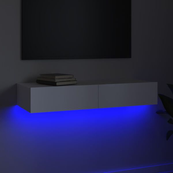 vidaXL TV omarica z LED lučkami bela 90x35x15,5 cm