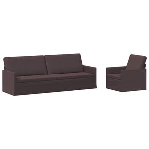 vidaXL Kavčna garnitura 2 pcs Temno rjava Blago