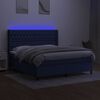 vidaXL Box spring postelja z vzmetnico LED modra 160x200 cm blago
