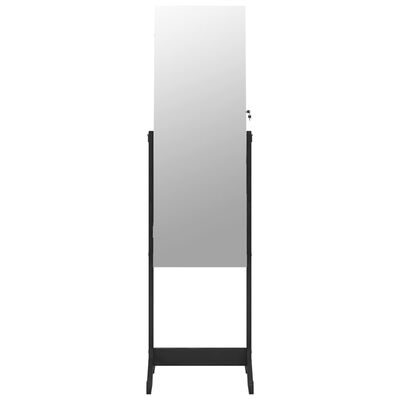 vidaXL Omarica za nakit z ogledalom prostostoječa črna 42x38x152 cm