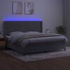vidaXL Box spring postelja z vzmetnico LED svetlo siva 200x200cm žamet