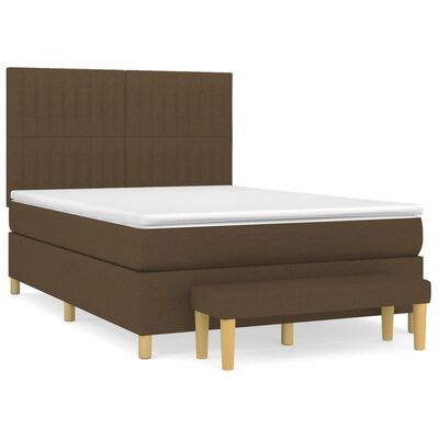 vidaXL Box spring postelja z vzmetnico temno rjava 140x200 cm blago