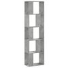 vidaXL Knjižna omara 5-nadstropna siva 45x23,5x162,5 cm inženirski les