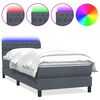 vidaXL Box spring postelja z vzmetnico LED temno siva 100x210 cm žamet