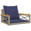 vidaXL Gugalna klop z blazinami siva 63x62x40 cm poli ratan