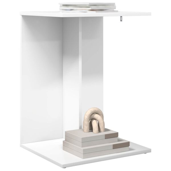 vidaXL Stranska miza Bela 45 x 40 x 62,5 cm Konstruiran les