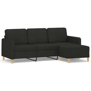 vidaXL Trosed s stolčkom za noge črn 180 cm blago