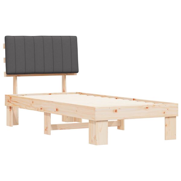 vidaXL Posteljni okvir z oblazinjenim vzglavjem Temno siva 90 x 200 cm