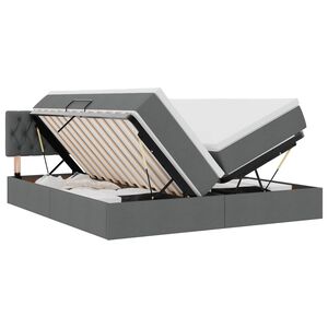 vidaXL Postelja z LED lučmi z vzglavjem Temno siva 200 x 200 cm blago