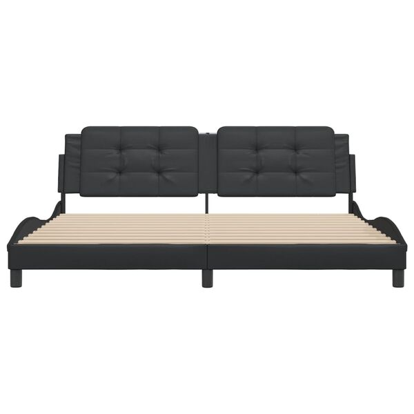 vidaXL Posteljni okvir brez vzmetnice Zadar črn 200x200 cm umetno usnje