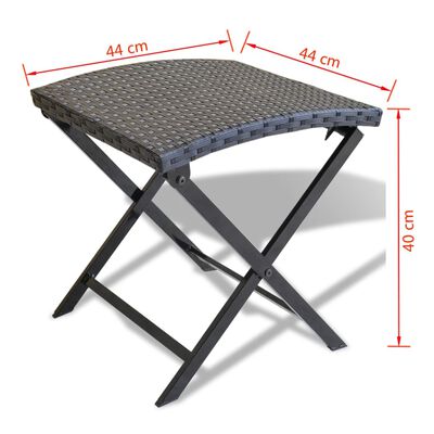 vidaXL Zložljiv stolček poli ratan črne barve