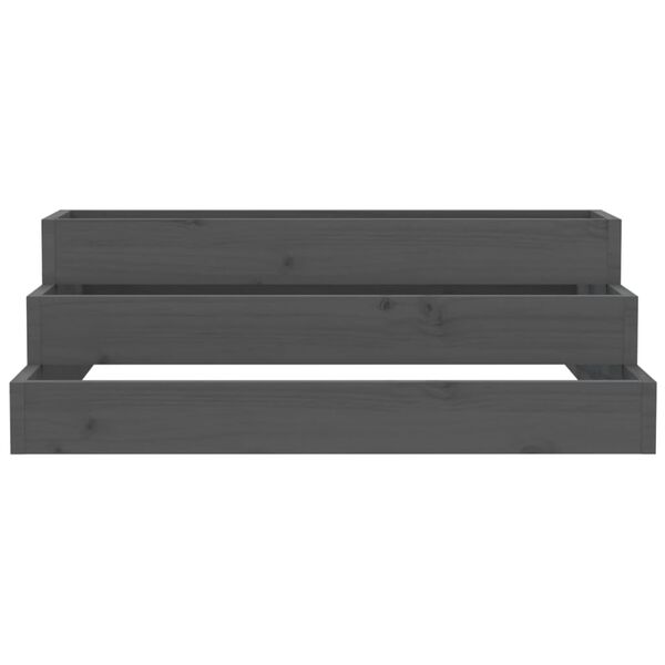 vidaXL Visoka greda siva 80x80x27 cm trdna borovina