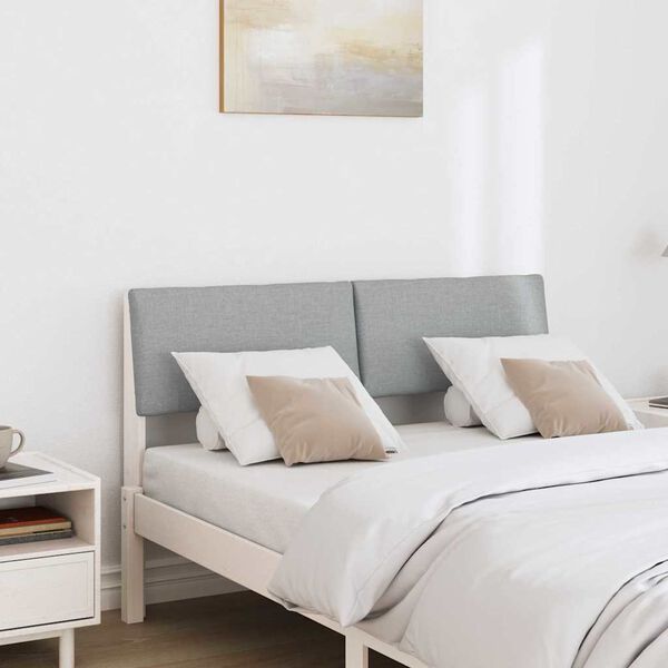 vidaXL Tapecirano vzglavje Svetlo siva 120 cm Masivno borovo les