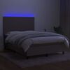 vidaXL Box spring postelja z vzmetnico LED taupe 140x200 cm blago