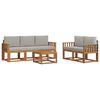 vidaXL Zunanja garnitura za sedenje 6 pcs Naravna in svetlo siva
