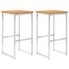 vidaXL Barski stoli 2 kosa trdna tikovina in nerjaveče jeklo